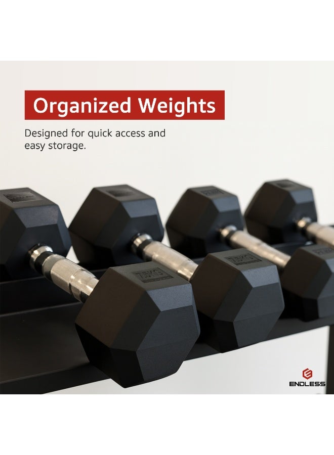 بلا نهاية دمبل مطلي بالمطاط سداسي الشكل | 7.5 كجم لكل واحد (المجموع 15 كجم) | أوزان حديدية لبناء العضلات واللياقة البدنية وتمارين الجيم المنزلي - Image 5